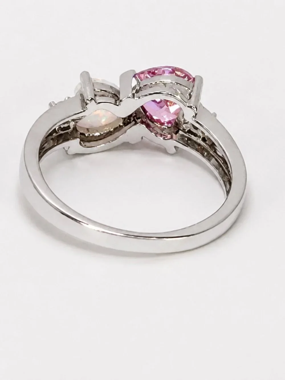 Blue Opal & Tanzanite CZ Heart Ring – .925 Sterling Silver – Size 7 R-9